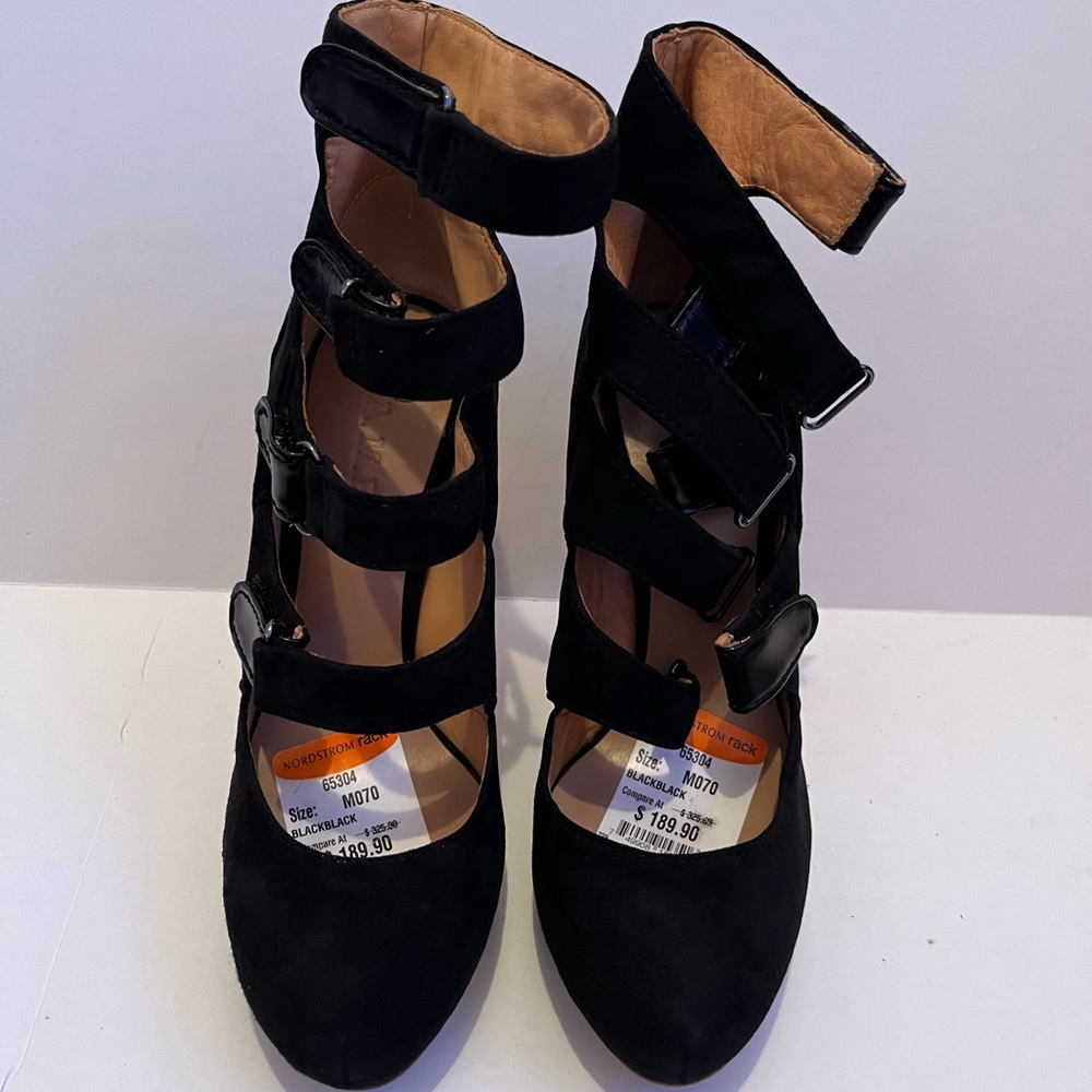 L.A.M.B Giorgio Suede Black Ankle Booties